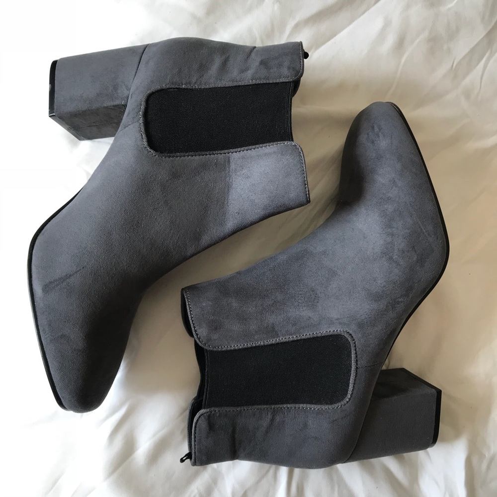 Grey Suede Ankle Booties